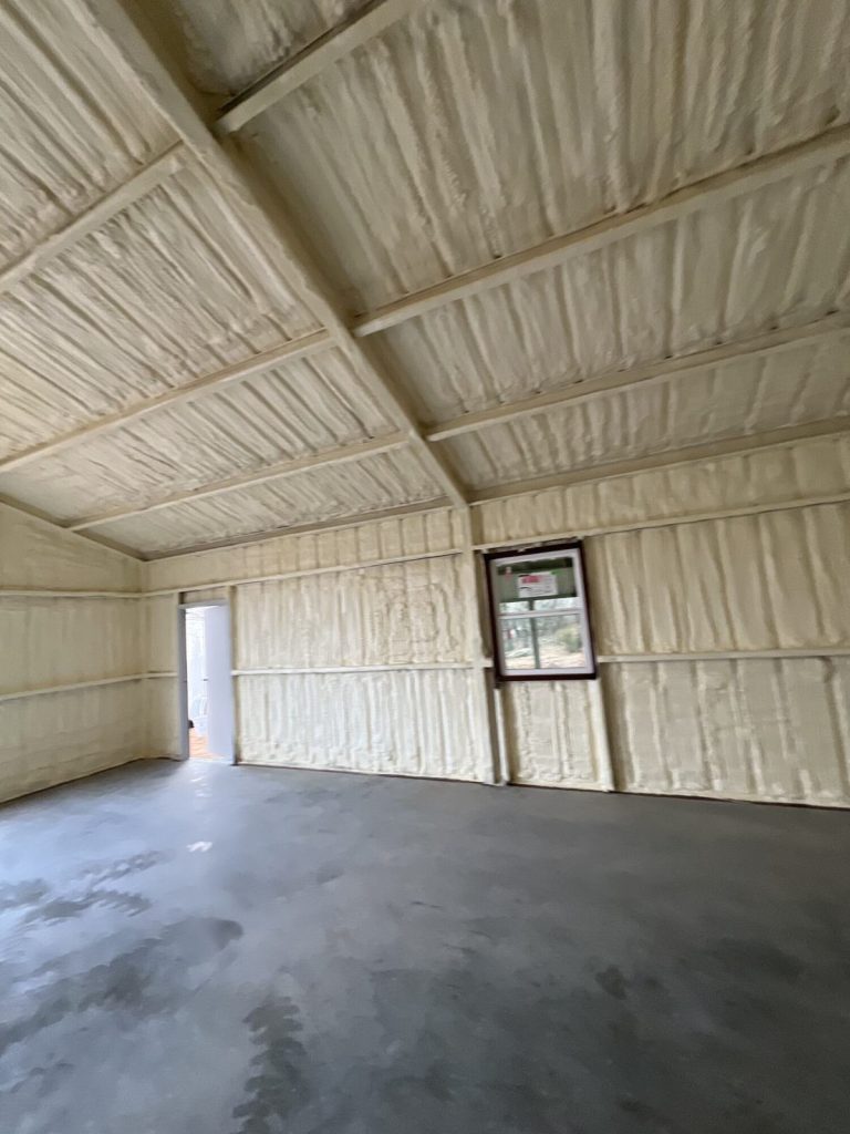 Spray foam on metal building walls and roof panels