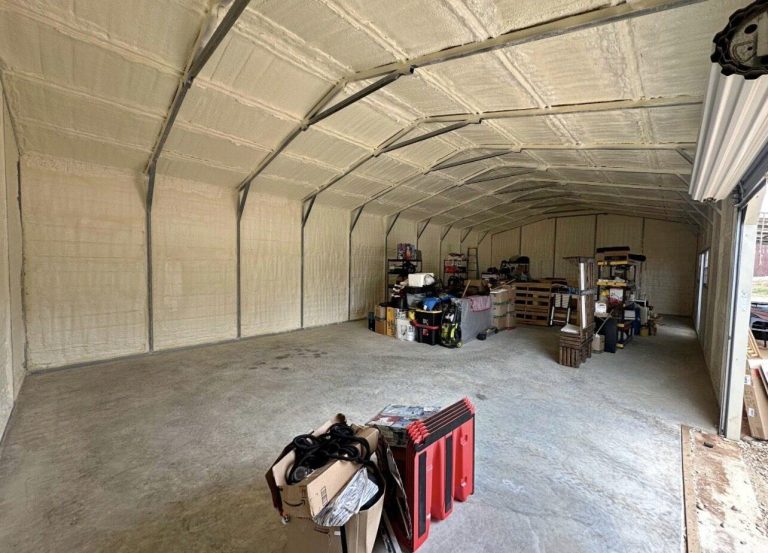Metal shop fully insulated with spray foam